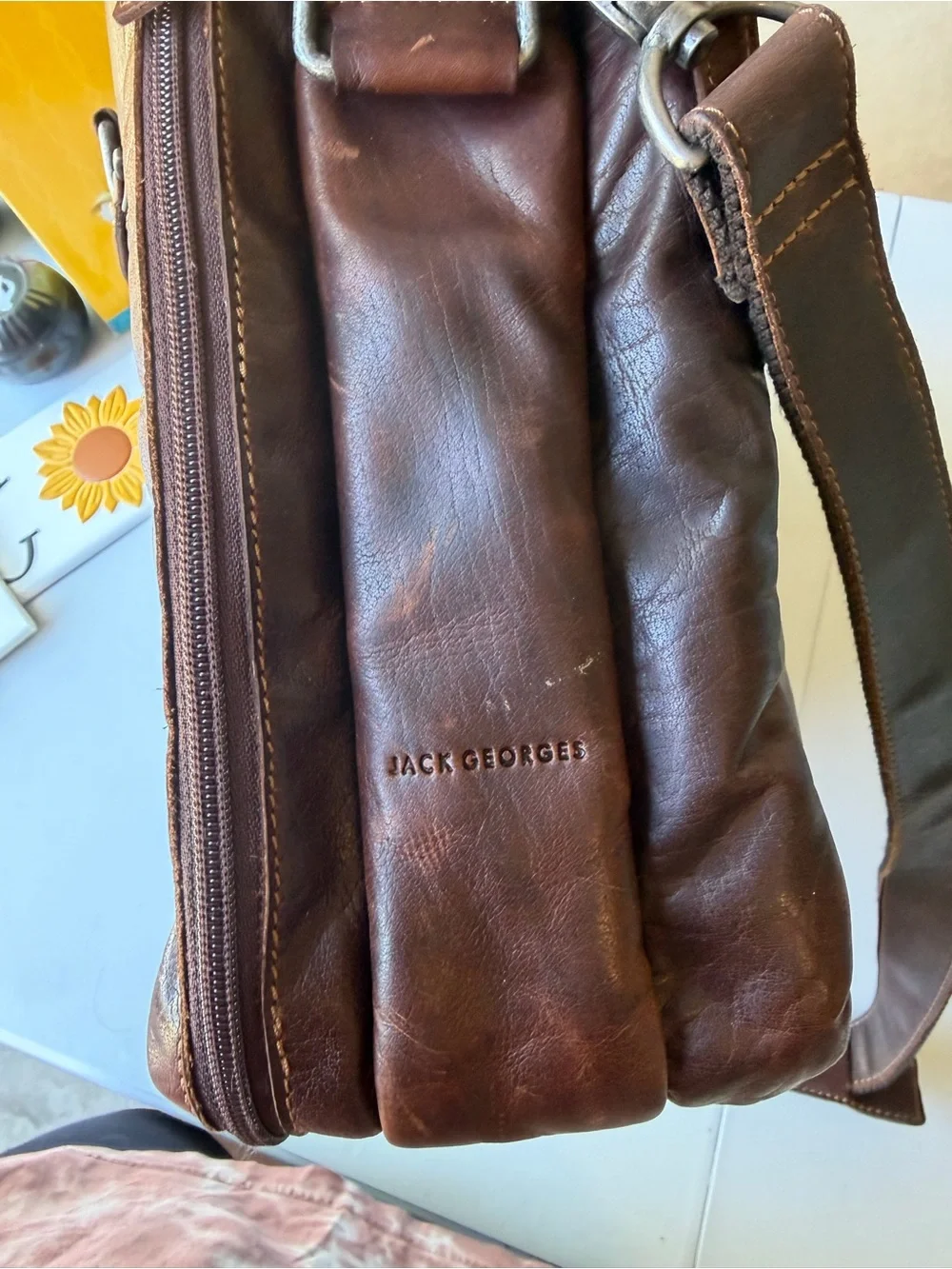 Jack Georges Professional Briefcase Brown Leather Briefcase Messenger Bag
